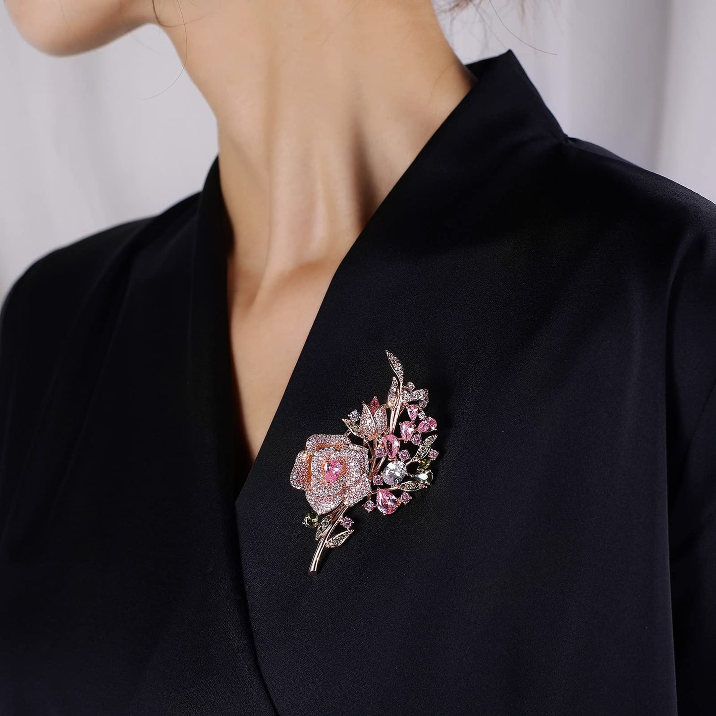 AILONMEI Elegant Pearl Flower Designer Brooch Pins Broches Costume Jewelry For Women Fashion Christmas Gift (Pink Rose)