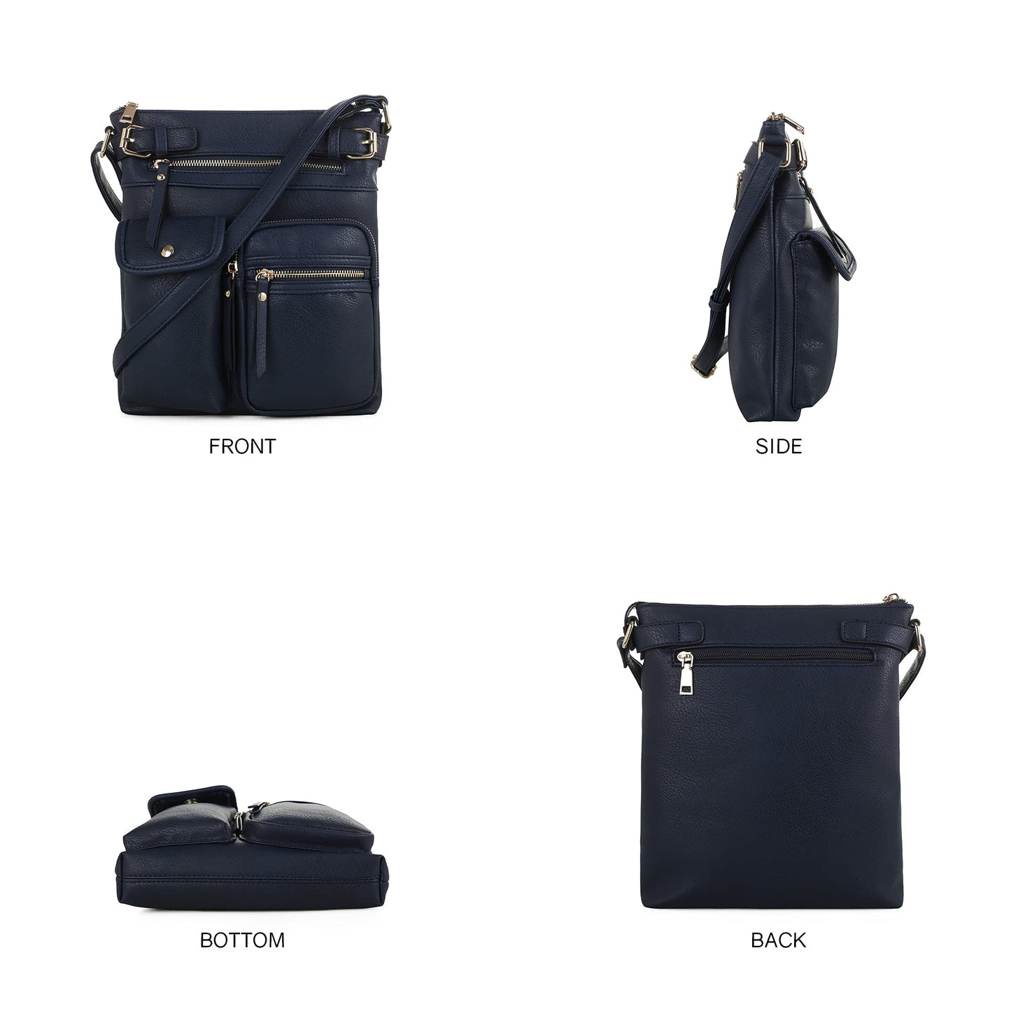 SG SUGU Katie Lightweight Medium Crossbody Bag Shoulder Bag with Multi Pocket for Women | NAVY