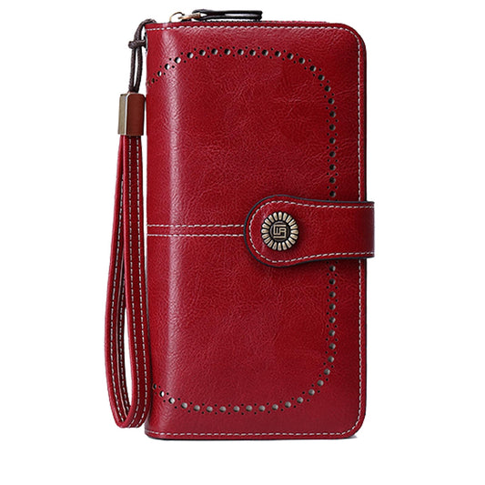 YAPAIOU Wallets for Women Leather Large Capacity Credit Card Holder Bifold RFID Blocking for Women with Pocket ID Window(Wine Red)