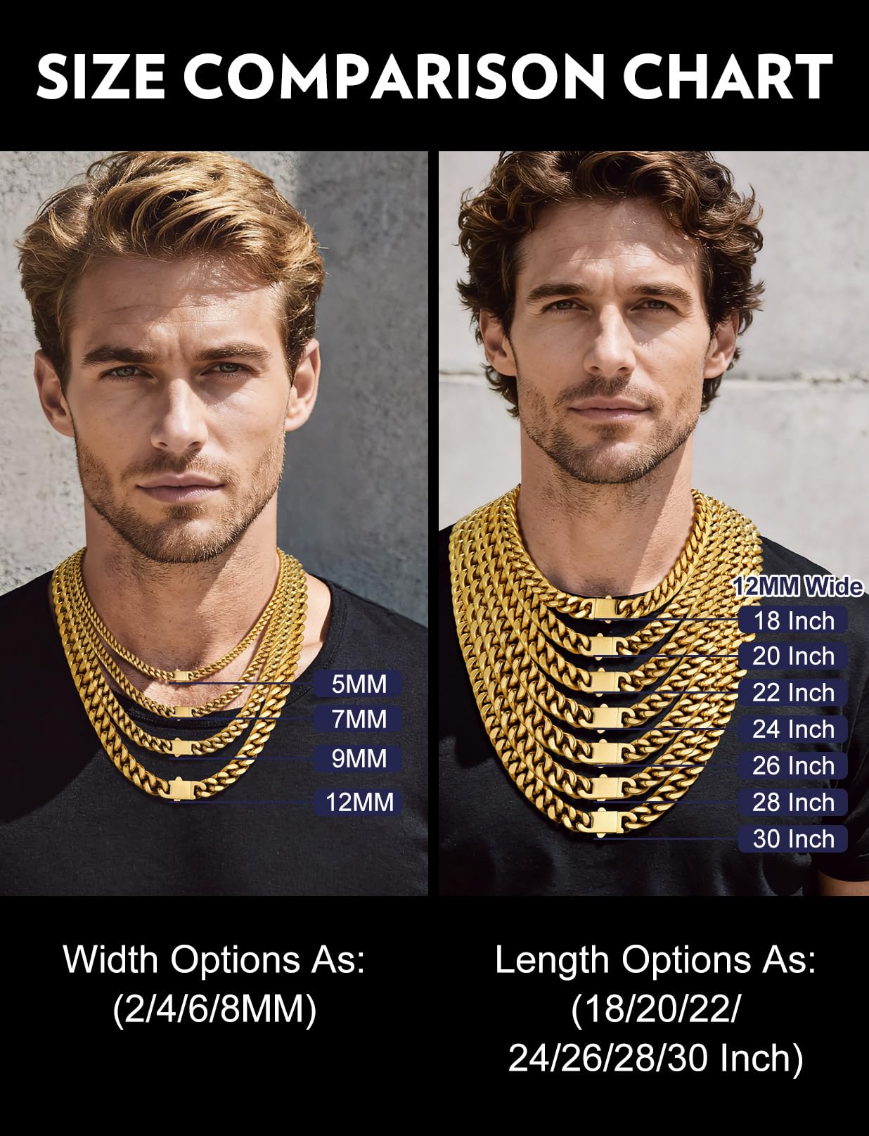 Bandmax 12MM Chunky 14K Gold Plated Chain Choker Necklace for Men Women Gold Plated Stainless Steel Miami Link Chain Rope Chain Necklace Old School Hip Hop Rock Biker Jewelry