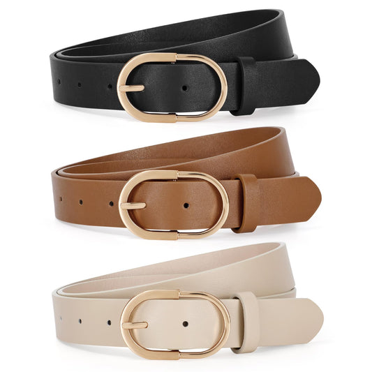 TRIWORKS 3 Pack Women Belts For Jeans Pants Dresses Ladies Leather Waist Belts