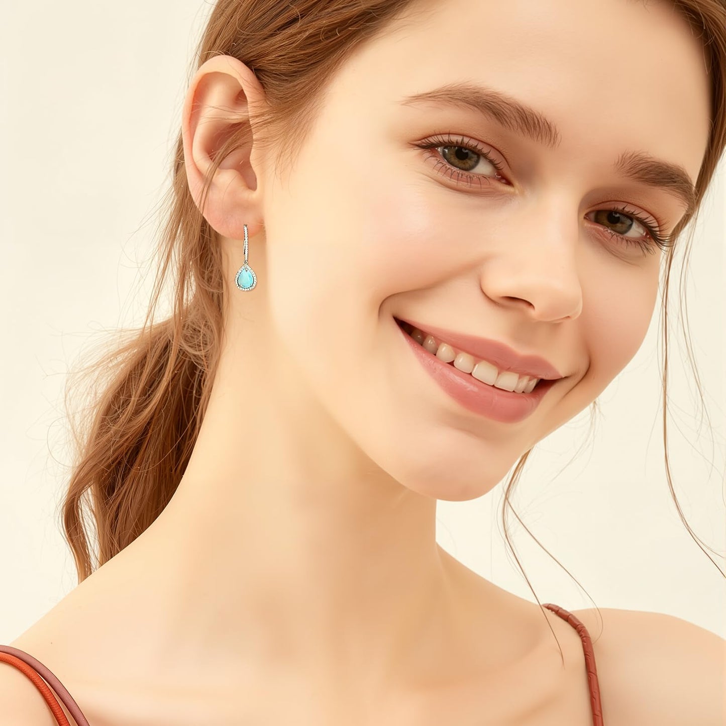 Gemsme Larimar 925 Sterling Silver Gemstone Drop Earrings for Women