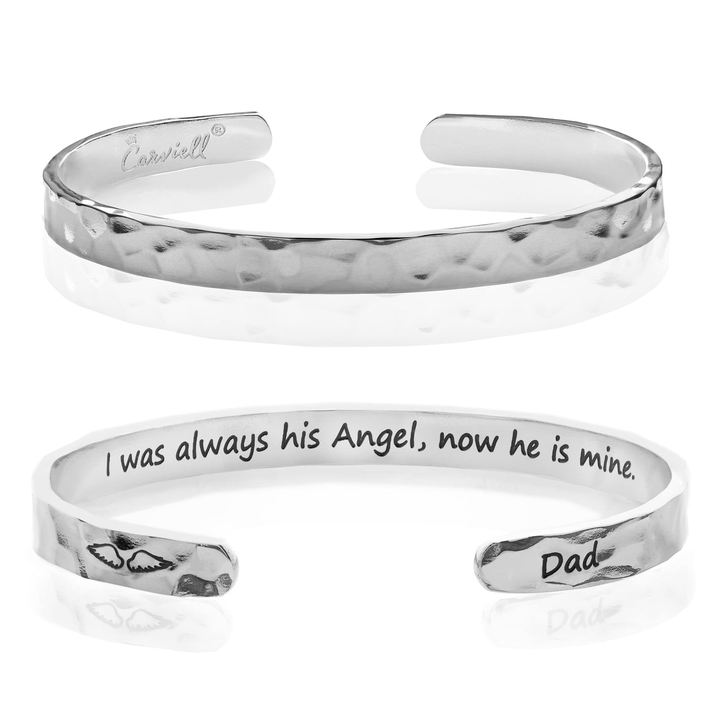 Carviell Bracelets, Memorial Gifts for Loss of Father for daughter Sympathy Gift Remembrance Cuff, Bereavement Bangle, Grief Gift for Women, I Was Always His Angel..