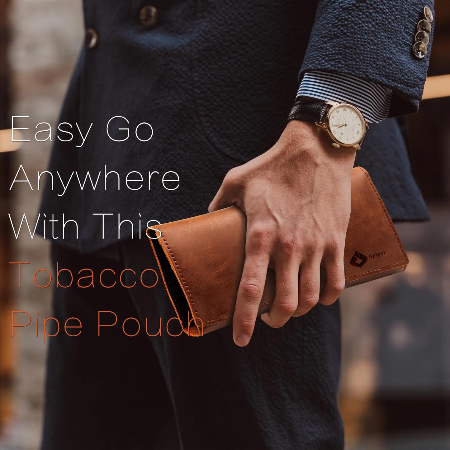 SPIPER PU Leather Tobacco Pipe Bag, Contains Up to 7 Pouches With Different Functions， Handmade Pipe Tool Pouch, Portable Tobacco Bag, Smell Poof Pouch, Great Gift (Brown)
