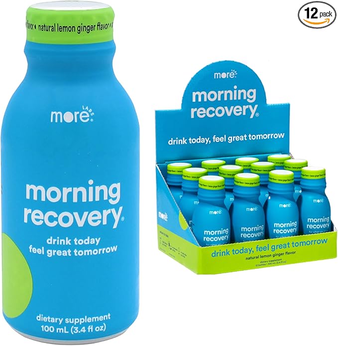 Morning Recovery Electrolyte, Milk Thistle Drink Proprietary Formulation to Hydrate While Drinking, Highly Soluble Liquid DHM, Non GMO, Vegan, Gluten-Free, Lemon Ginger, Pack of 12