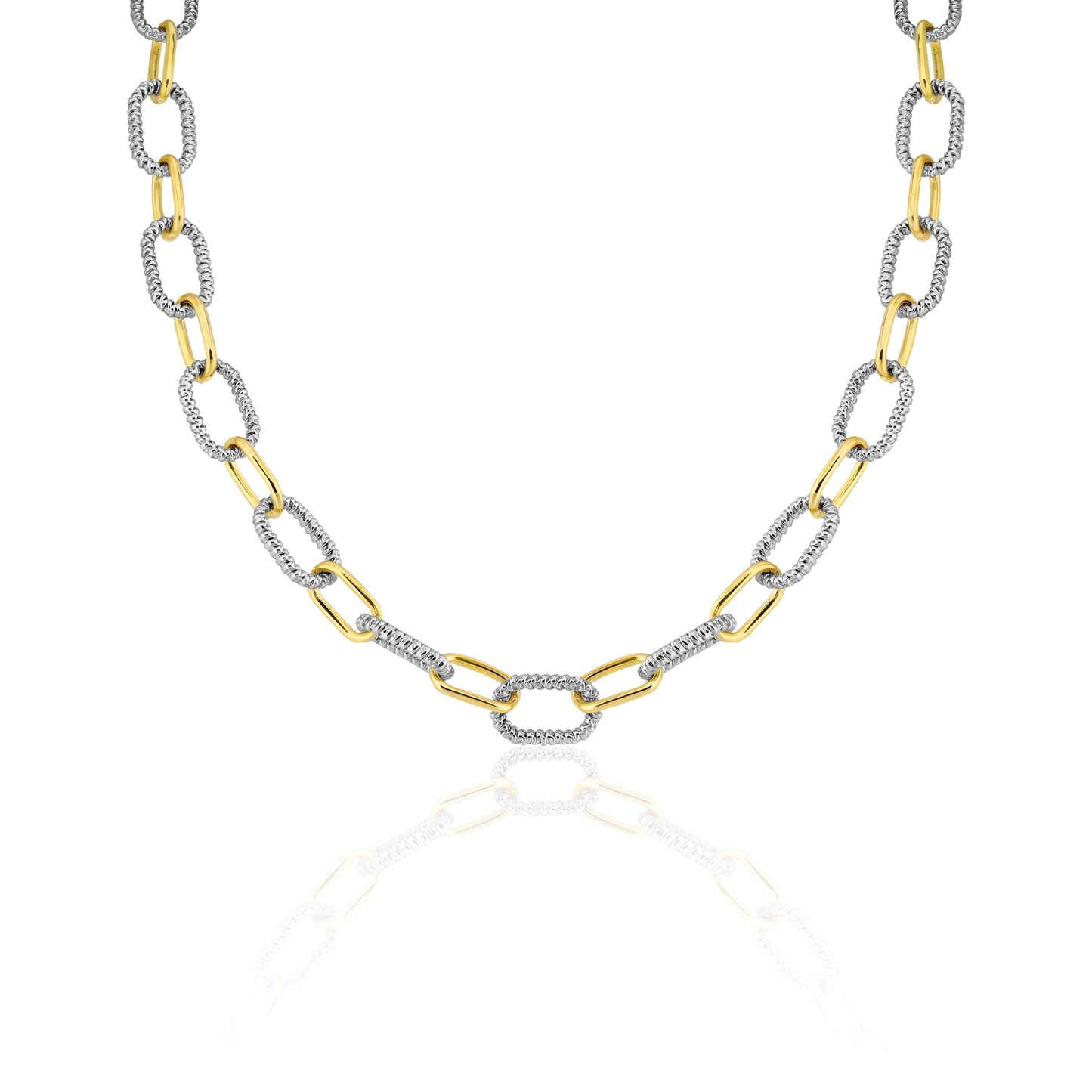 Mytys Women's Link Necklace 18k Gold Plated Double Twist Wire Gold and Silver 2 Tone Chain Necklaces Christmas New Year Jewelry (Gold & Silver 12)