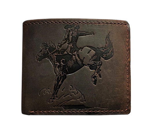 Mayan Corner - Authentical leather handcrafted wallet, distressed bifold wallet, classic gift for dad - Cowboy