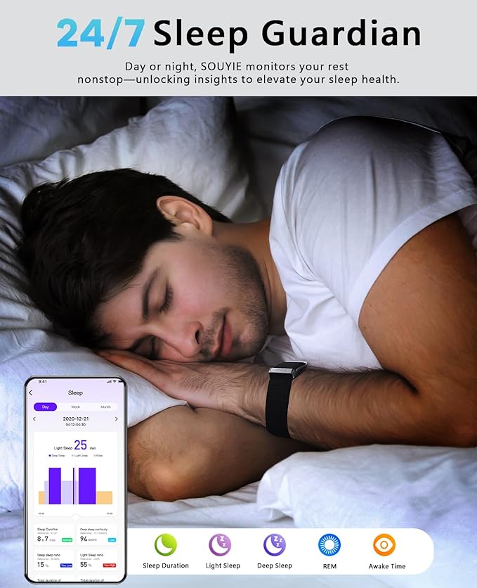 Smart Bracelet for Men Women, Health Activity Fitness Trackers, 24/7 Continuous Heart Rate/Blood Pressure/HRV/Stress Monitor, 24H Sleep Tracker, 170+ Sports Modes Smart Wristband with Free APP 2 Bands