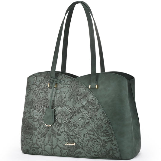 LOVEVOOK 17 Inch Laptop Bag for Women, Teacher Work Tote Bags Laptop Bag, Leather Computer Bag Large Purses Handbag Professional Briefcase, Teal