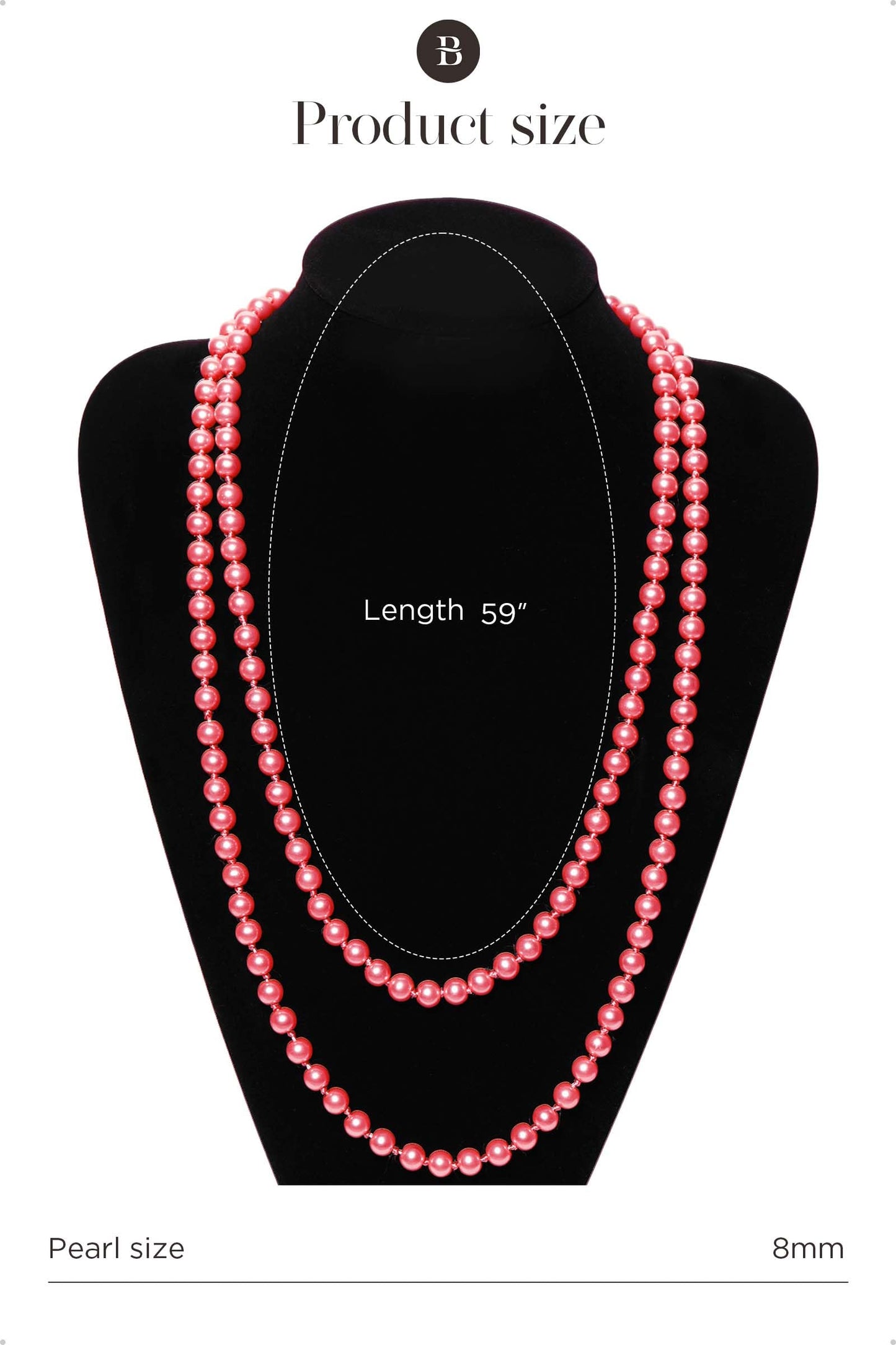 BABEYOND Long Pearl Necklace Faux Pearls Necklace Set Beaded Long Pearls Necklace 1920s Gatsby Costume Jewelry (Wine red)