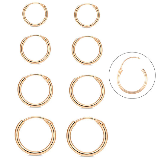 EPIRORA Silver Hoop Earrings- Cartilage Earring Small Hoop Earrings for Women Men,4 Pairs of Hypoallergenic 925 Sterling Silver Tragus Earrings(Gold,8mm/10mm/12mm/14mm)