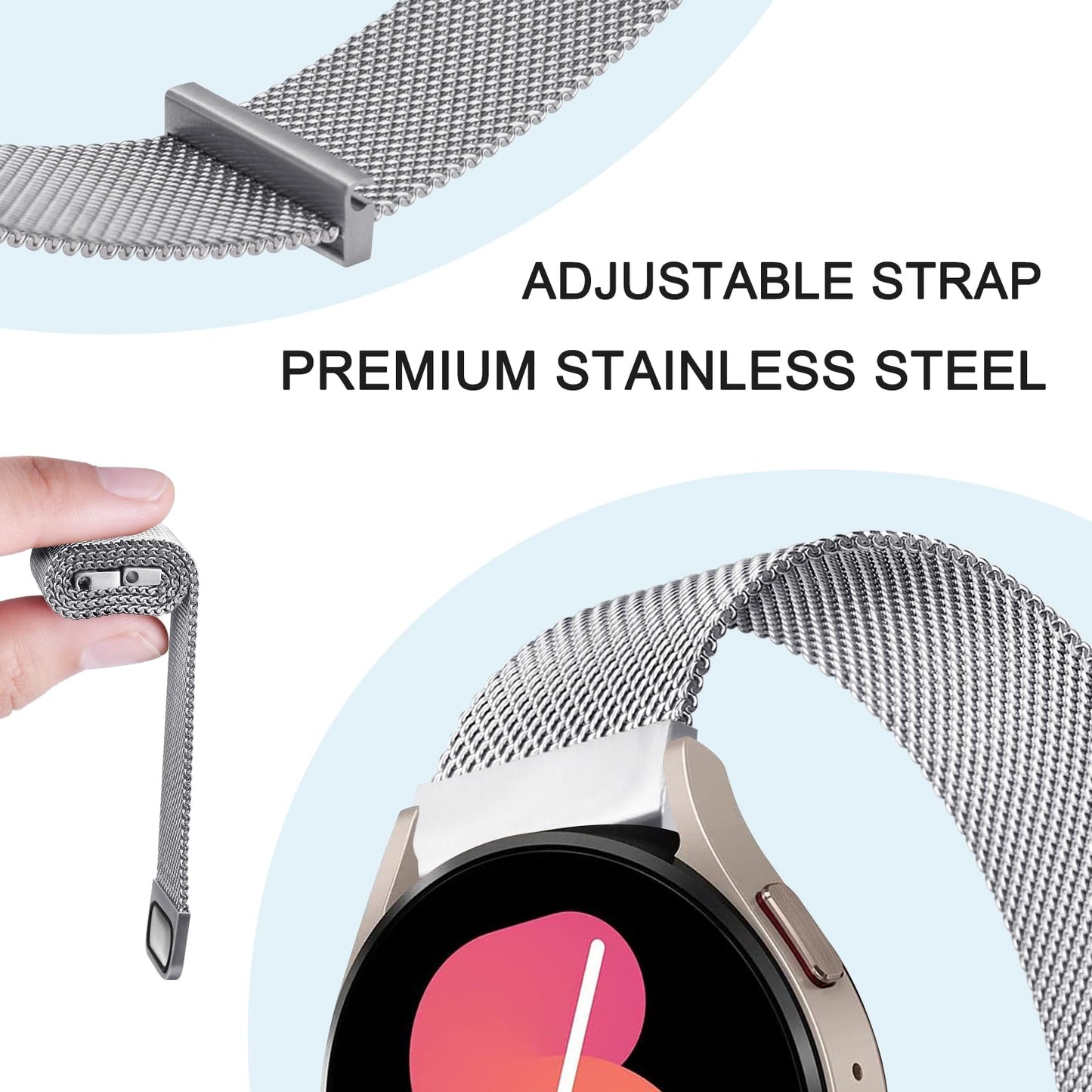 Veryfit Smart Watch Bands for IDW13, IDW16, IDW19 Smartwatch, Stainless Steel Metal Replacement Bracelet Strap for Fitpolo IDW13/Woneligo W13/FITVII HM57, ENOMIR/TOOBUR/MILOUZ/Gydom/Faweio/Veryfit IDW19 (Silver)