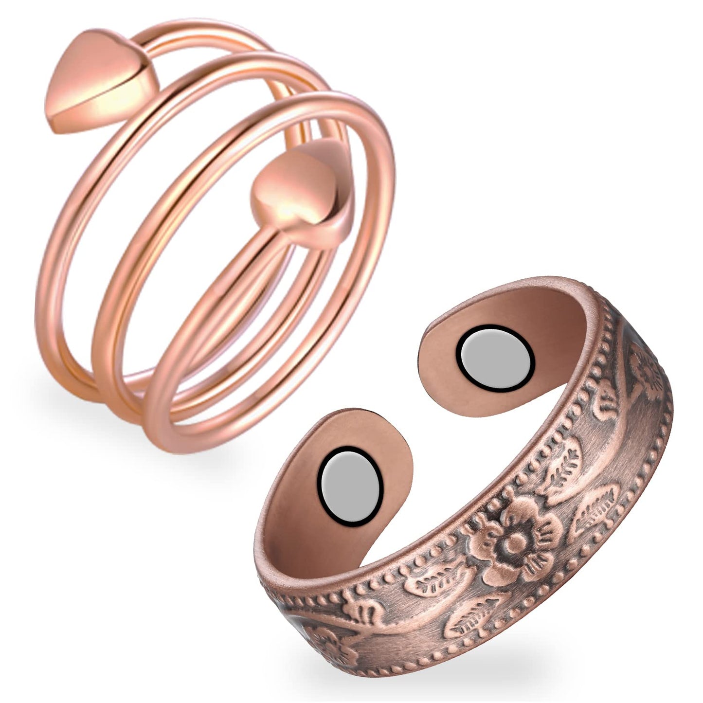 Feraco 2 PCS Magnetic Rings for Women,99.99% Pure Copper Thumb Magnetic Fingers Ring,Valentine's Day Gifts for Womens