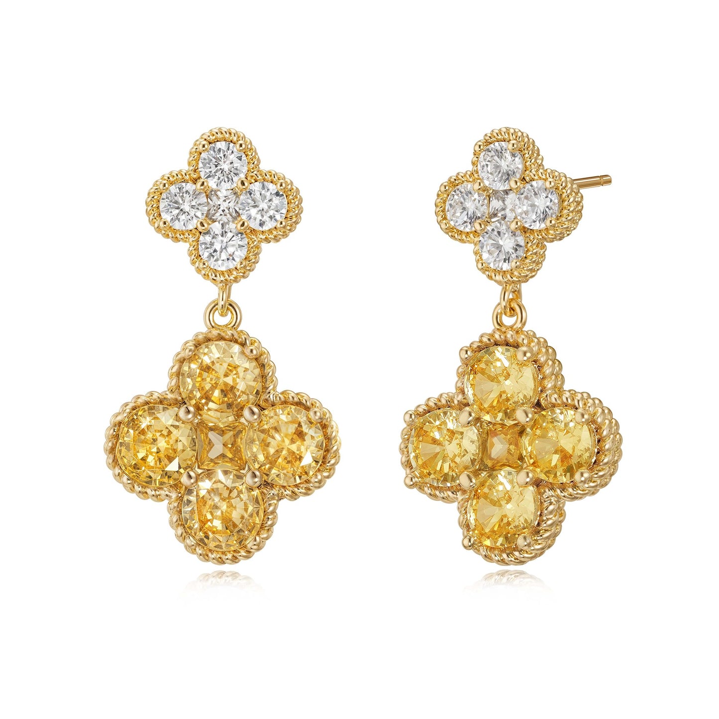 MTMY Dangle Earrings for Women 14K Gold Plated Four Leaf Clover Dangling Drop Birthstone Stud Earrings Trendy Flower Birthstone Jewelry Birthday Gifts(November)