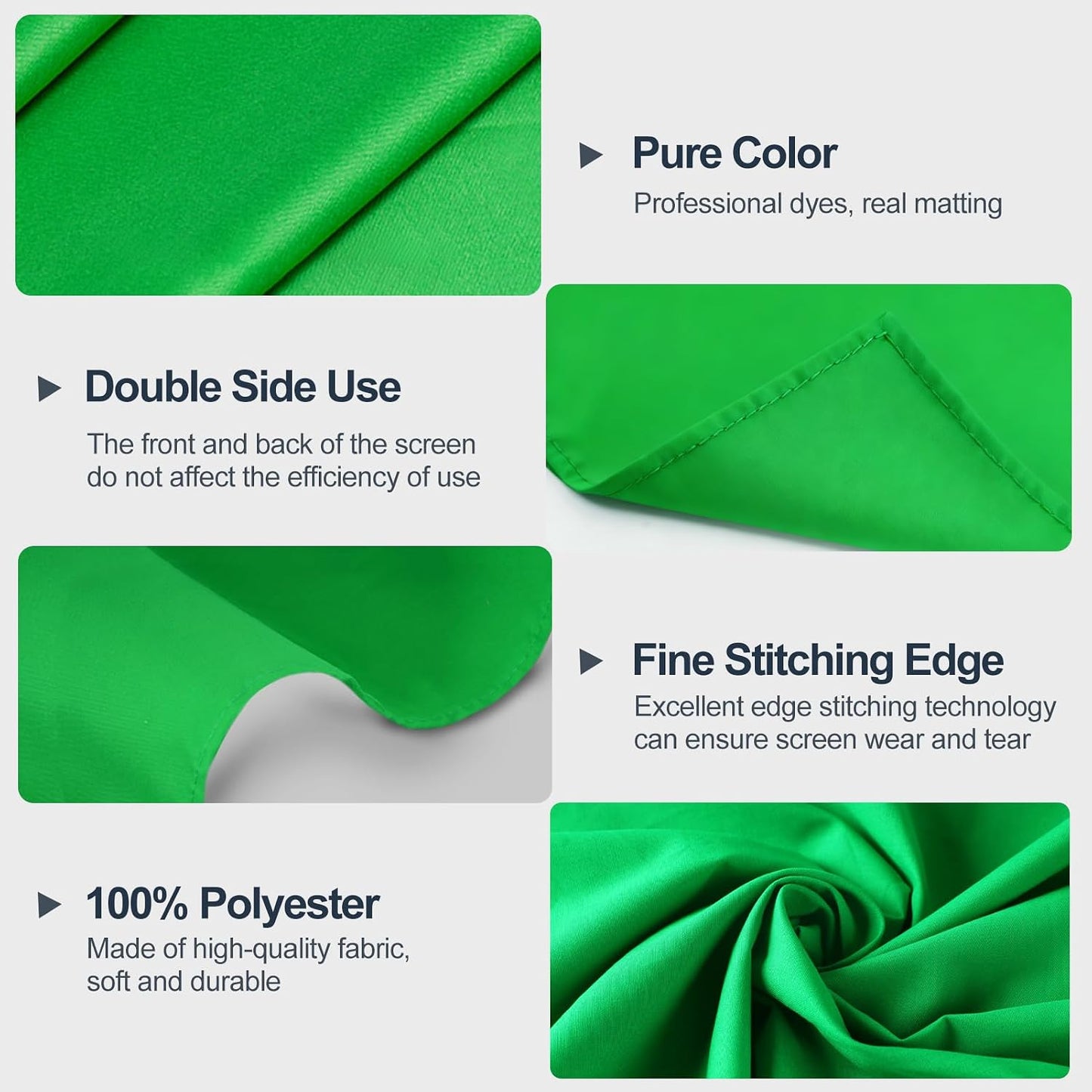 Qoolfoto 1010FT Green Screen Backdrop, Photography Chromakey Greenscreen Background Sheet for Zoom Meeting, Polyester