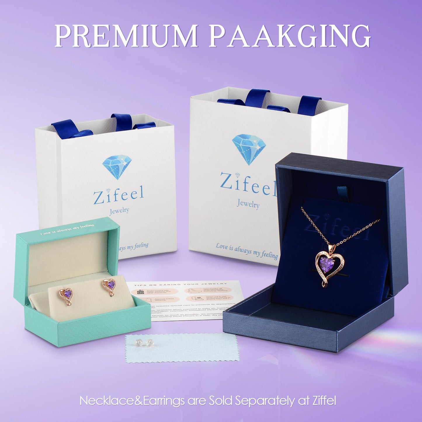 Zifeel Earrings for Women,Rose Gold Birthstone Heart Studs Earring for Girlfriend Wife, Anniversary Birthday Christmas Valentines Mothers Day Gifts Jewelry for Women Wife Her Mom