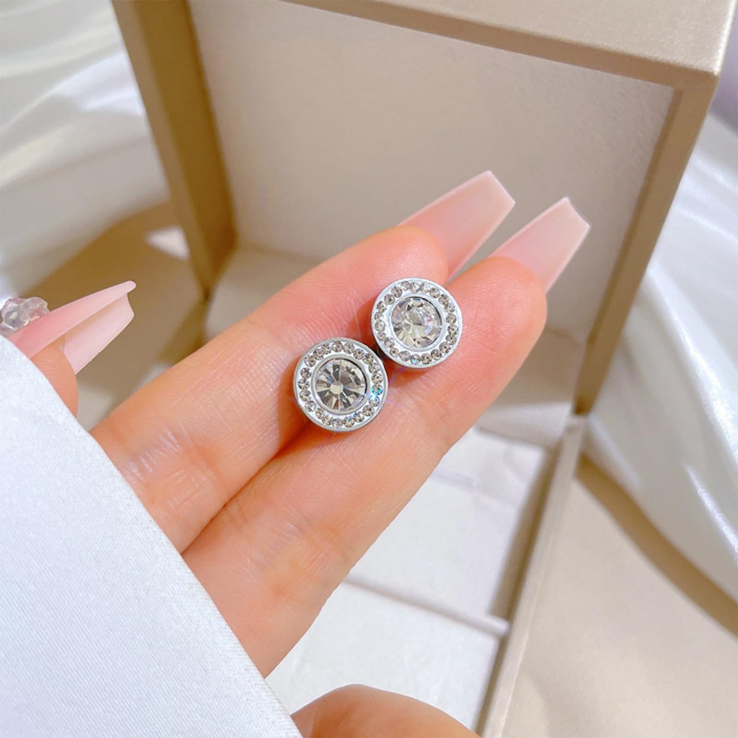 Lymphatic Earrings for Women Lymphatic Drainage Therapy Earrings Lymphvity Germanium Earring Lymph Detox Earring CZ Stud (Silver)