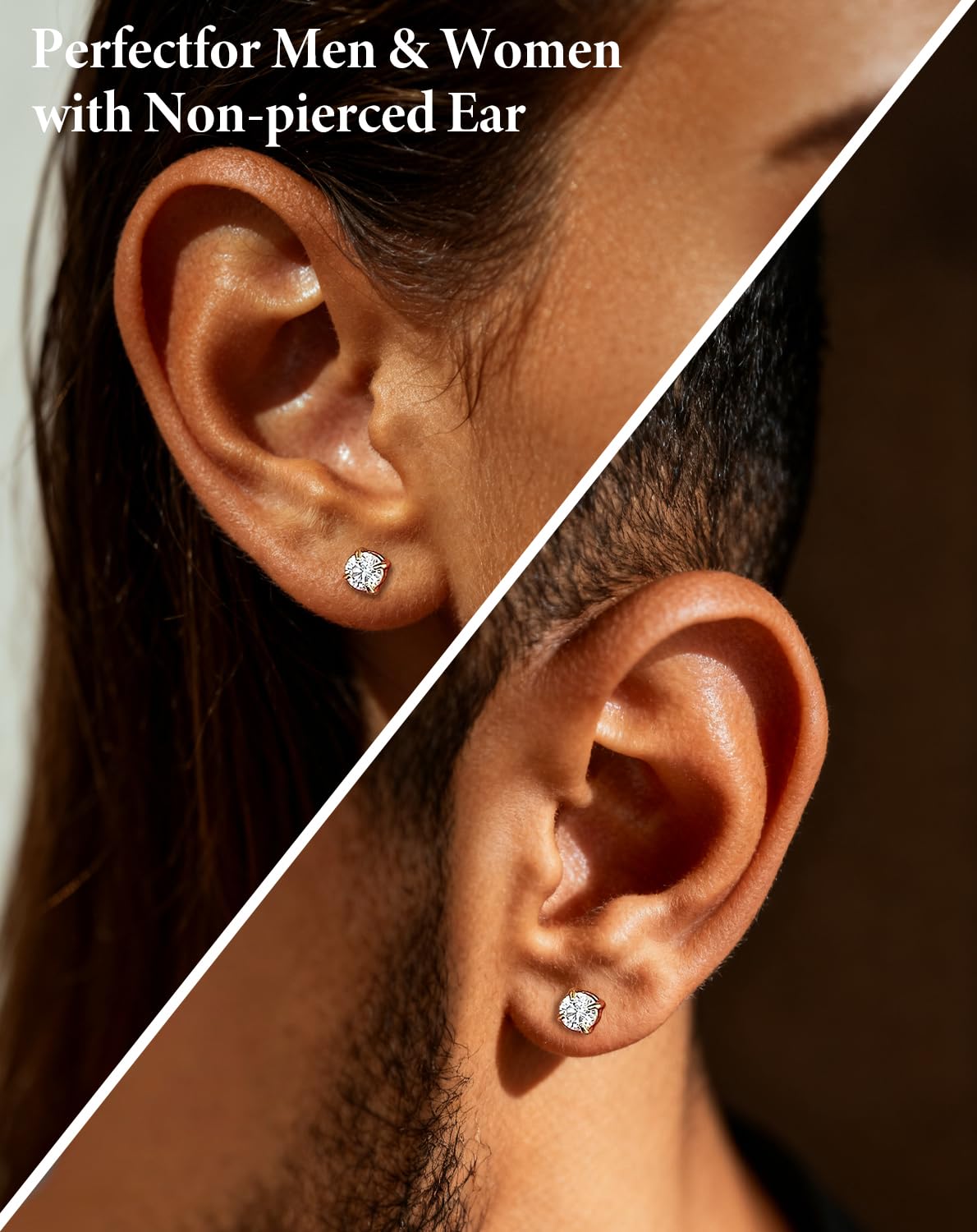 SIISPRI 4-7MM Magnetic Stud Earrings for Women Men Clip on Stud Earring Hypoallergenic Fake Earring Unisex Non Piercing Shiny Round CZ Halo Studs Diamond Earrings (Sliver)