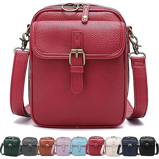 Leather Crossbody Bag for Women - 2025 Vintage Anti-Theft Messenger Bag with Double Layer Large Capacity, Built-in Purse Card Slots,Retro Faux Leather Shoulder Sling Bag for Travel (Red, Large)