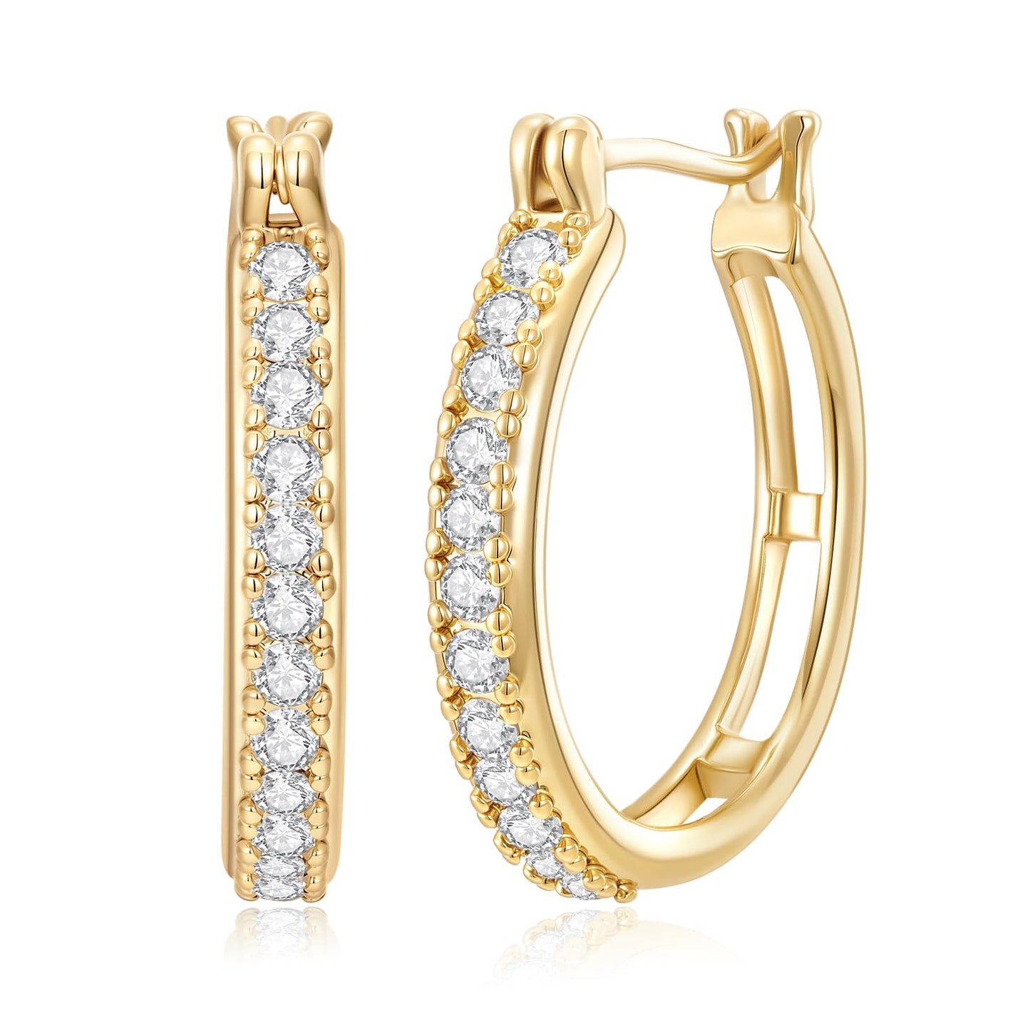 RYHIX 14K Gold Earrings for Women Small 14K Gold Hoop Earrings Trendy 20mm Womens Gold Huggie Earring with Cubic Zirconia Hypoallergenic