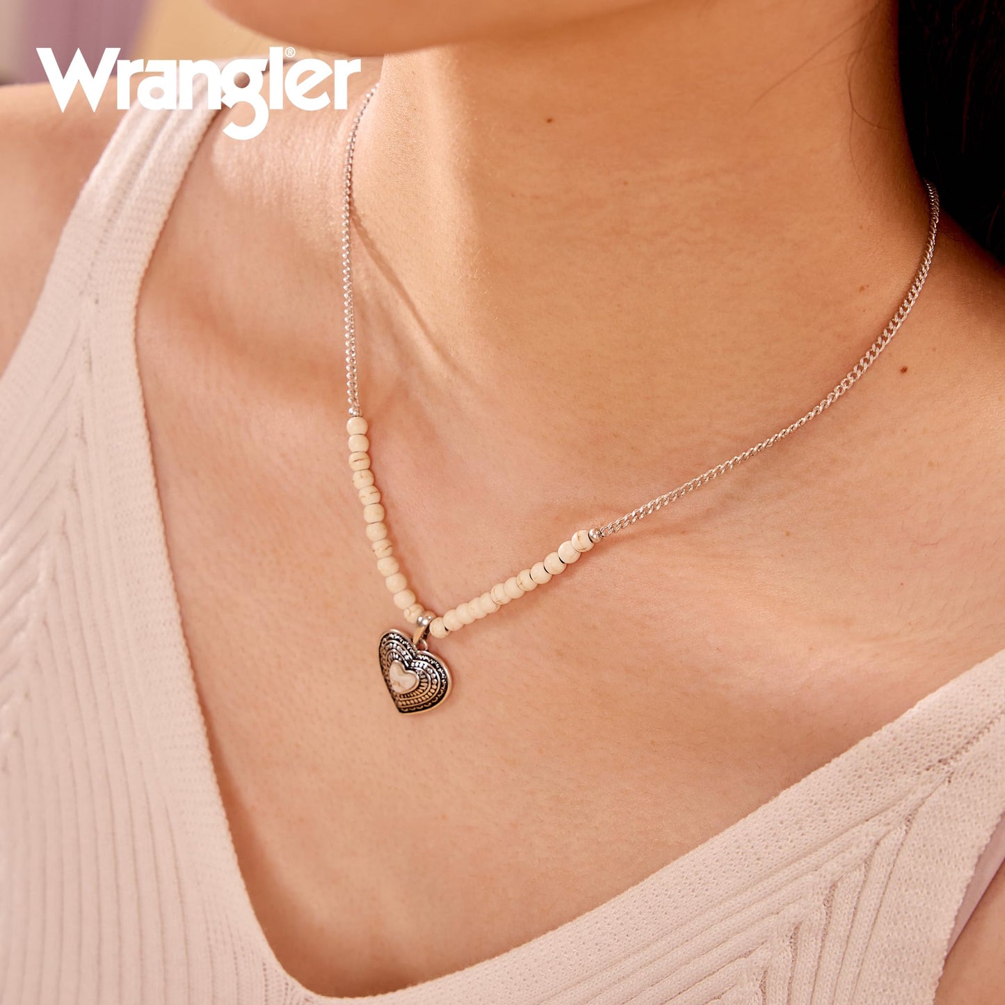 Montana West Wrangler Western Pendant Necklace for Women 14k Gold Silver Heart Statement Turquoise Cowgirl Vintage Trendy Fashion Jewelry WNS-2021S-WT