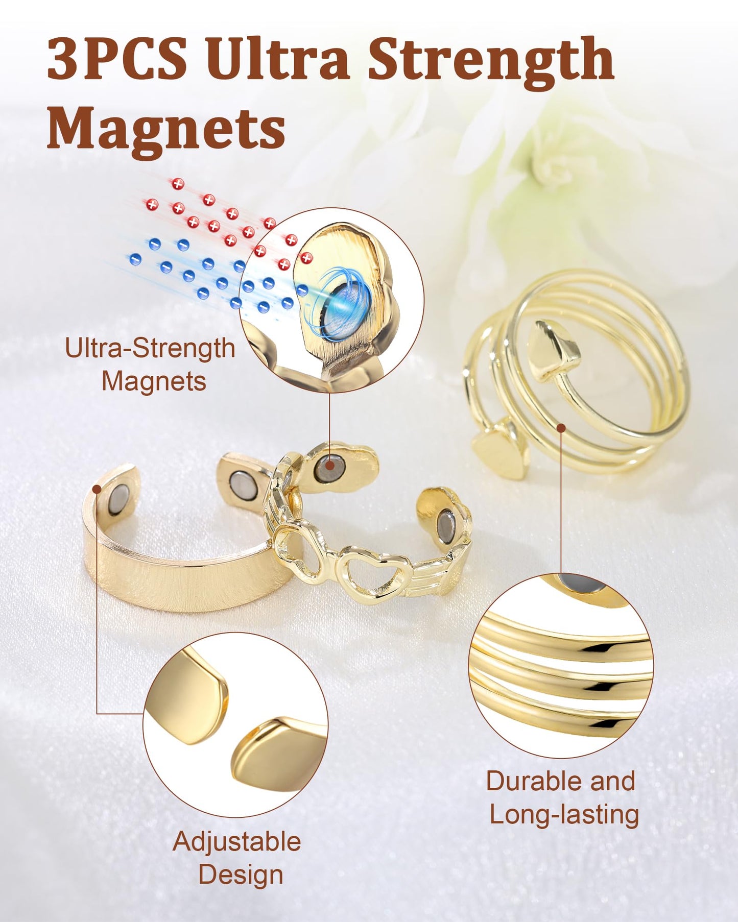 BioMag Copper Rings for Women, 99.99% Pure Copper Magnetic Rings Thumb Rings for Lymphatic Drainage, Adjustable Jewelry Gifts for Women
