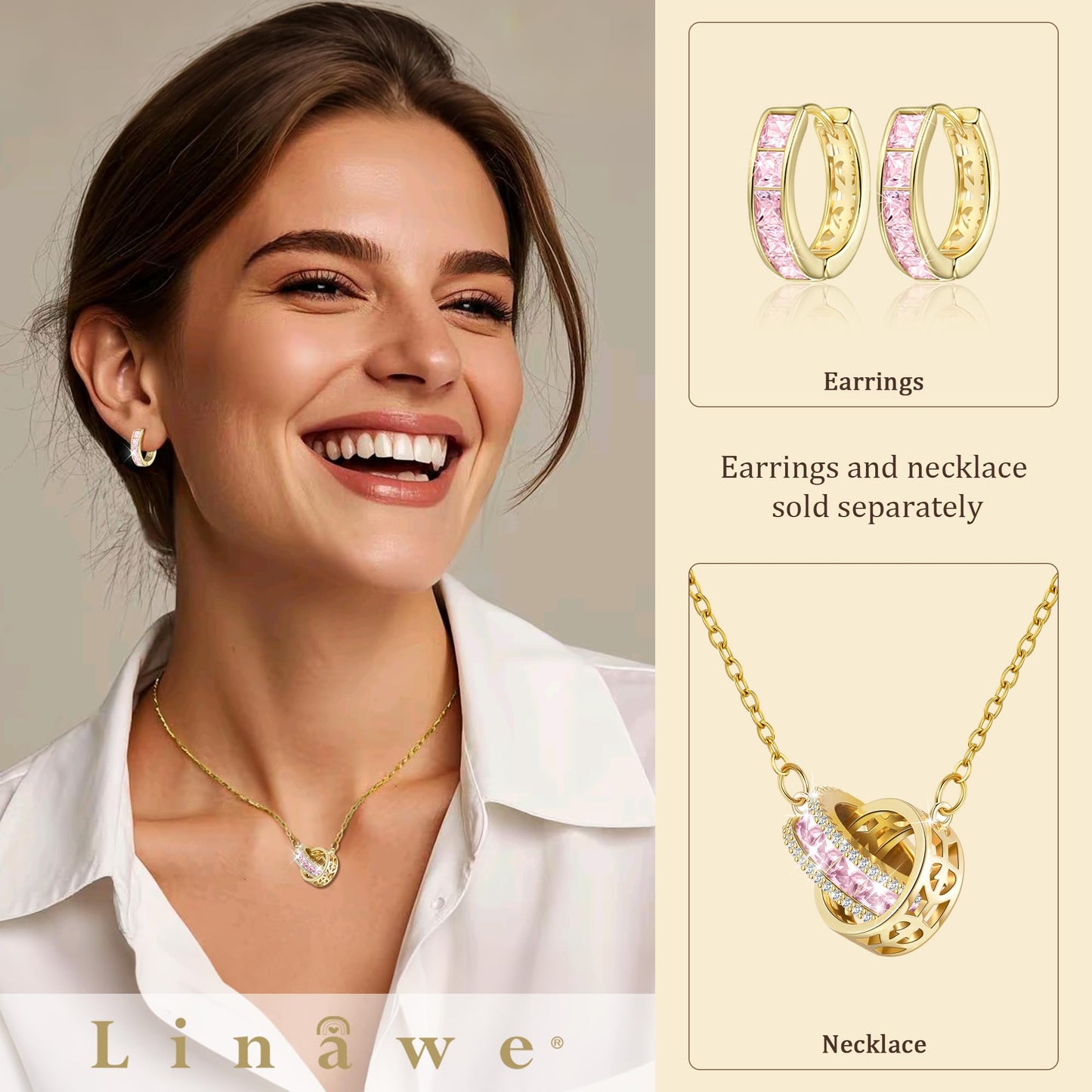 Linawe Flat Back Gold Hoop Earrings for Women, Trendy Pink Cubic Zirconia Studs, Helix Moissanite Earrings, Cute Small Huggie Earrings, Cartilage Cuff Ear Piercing