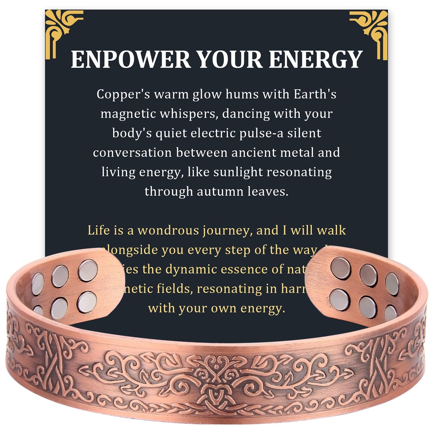 Fashtour Copper Bracelet for Men, 99.99% Pure Copper Bracelet, 18X Enhanced Strength Magnetic with Neodymium Magnets(Tree of Life) (Tree of life)