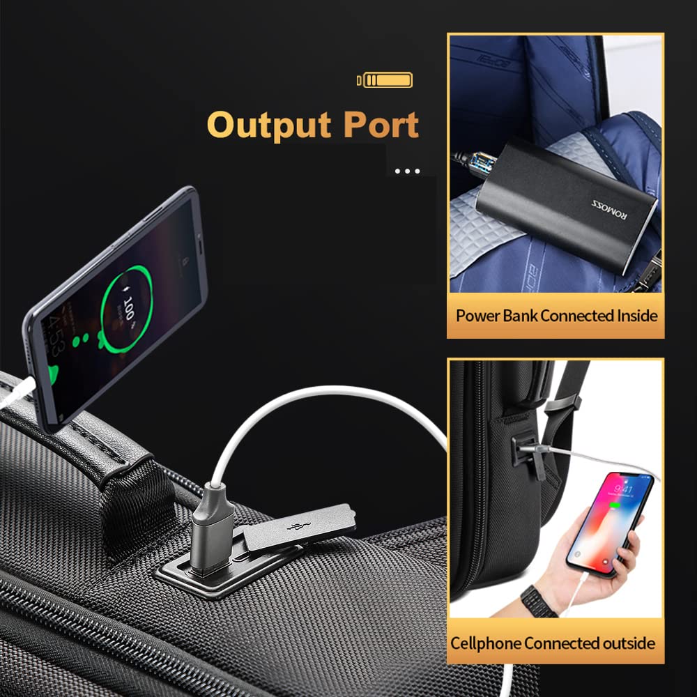 BOPai Intelligent expandable large Smart 15.6 inch Backpack Travel Friendly Water Resistant Anti-Theft Laptop Rucksack with USB Charging Business Laptop Backpack Men Black Multi-Functional