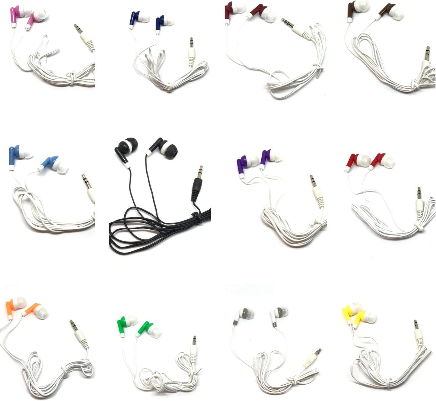 50 Pack TFD Supplies Wholesale Bulk Earbuds Headphones in Storage Tub - Mixed Colors