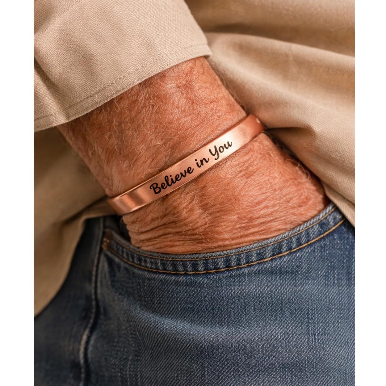 Touchstone Inspirational Copper Engraved Magnetic Bracelets for Women-Personalized Jewelry Gifts for Best Friend/Mom/Daughter/Sister - Adjustable Bracelet in a Gift Box Believe in You