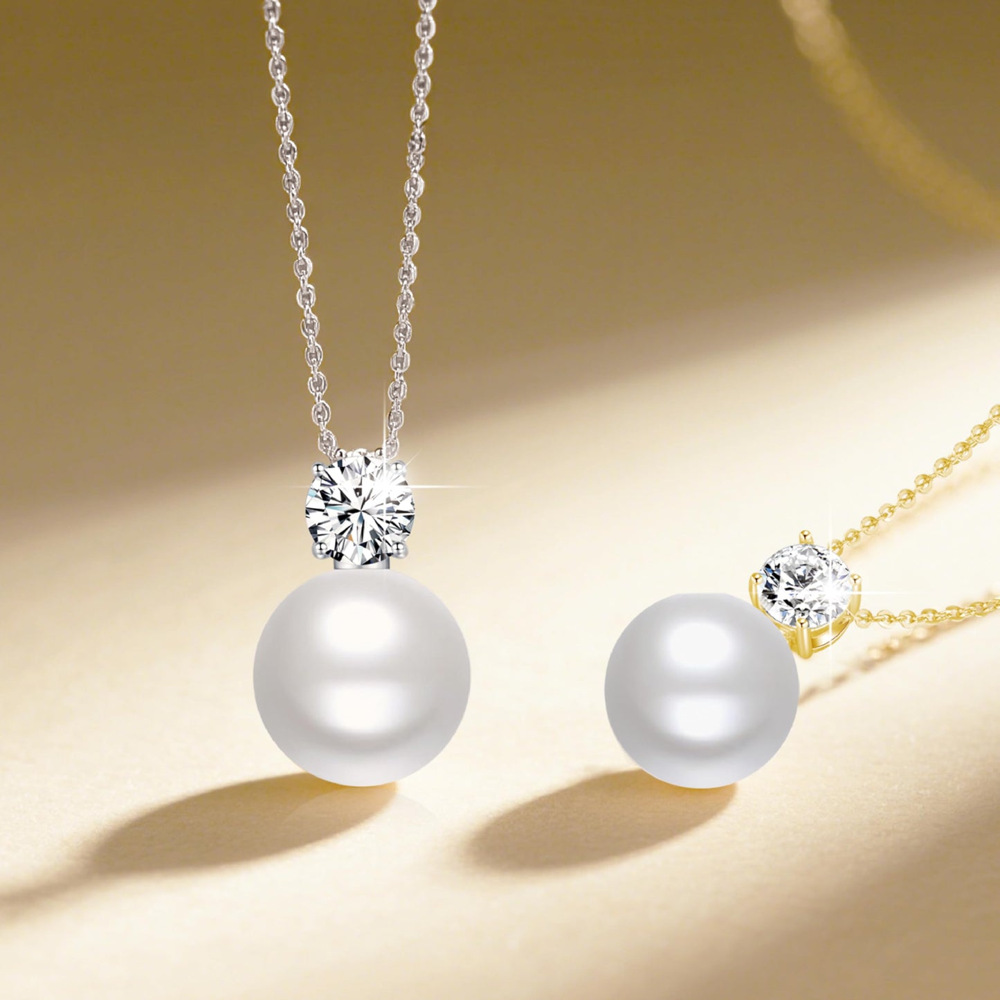 SUNFEEL 925 Sterling Silver Pearl Necklaces for women 14K Gold Plated 5A CZ 10MM Single Pearl Pendant Necklace Gifts for Her Mom Wife Girlfriend Engagement Wedding Birdal Christmas Trendy Jewelry