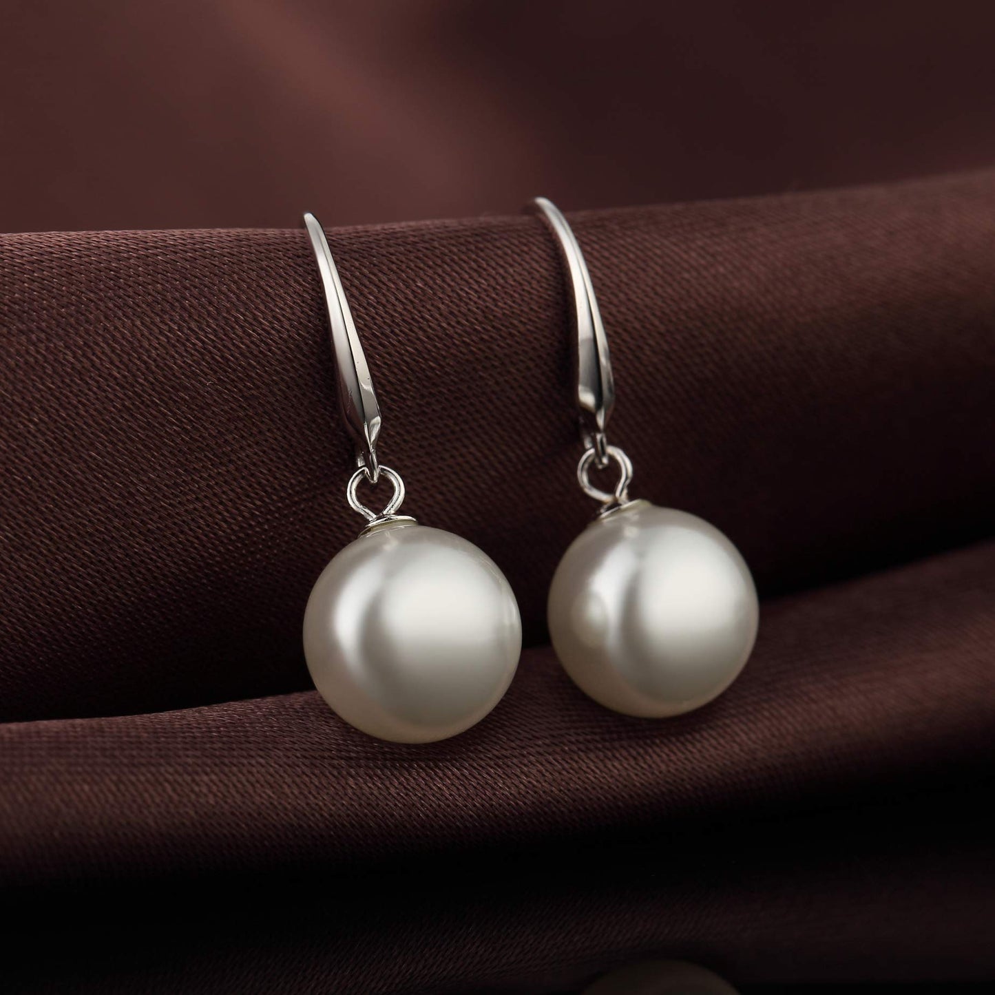 Han han Pearl Dangle Earring for Women 925 Sterling Silver Drop Earrings 10MM