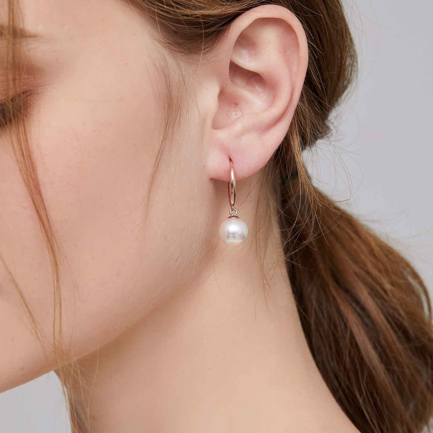 Han han Pearl Dangle Earrings for Women Sterling Silver Pearl Hoop Earrings 10MM