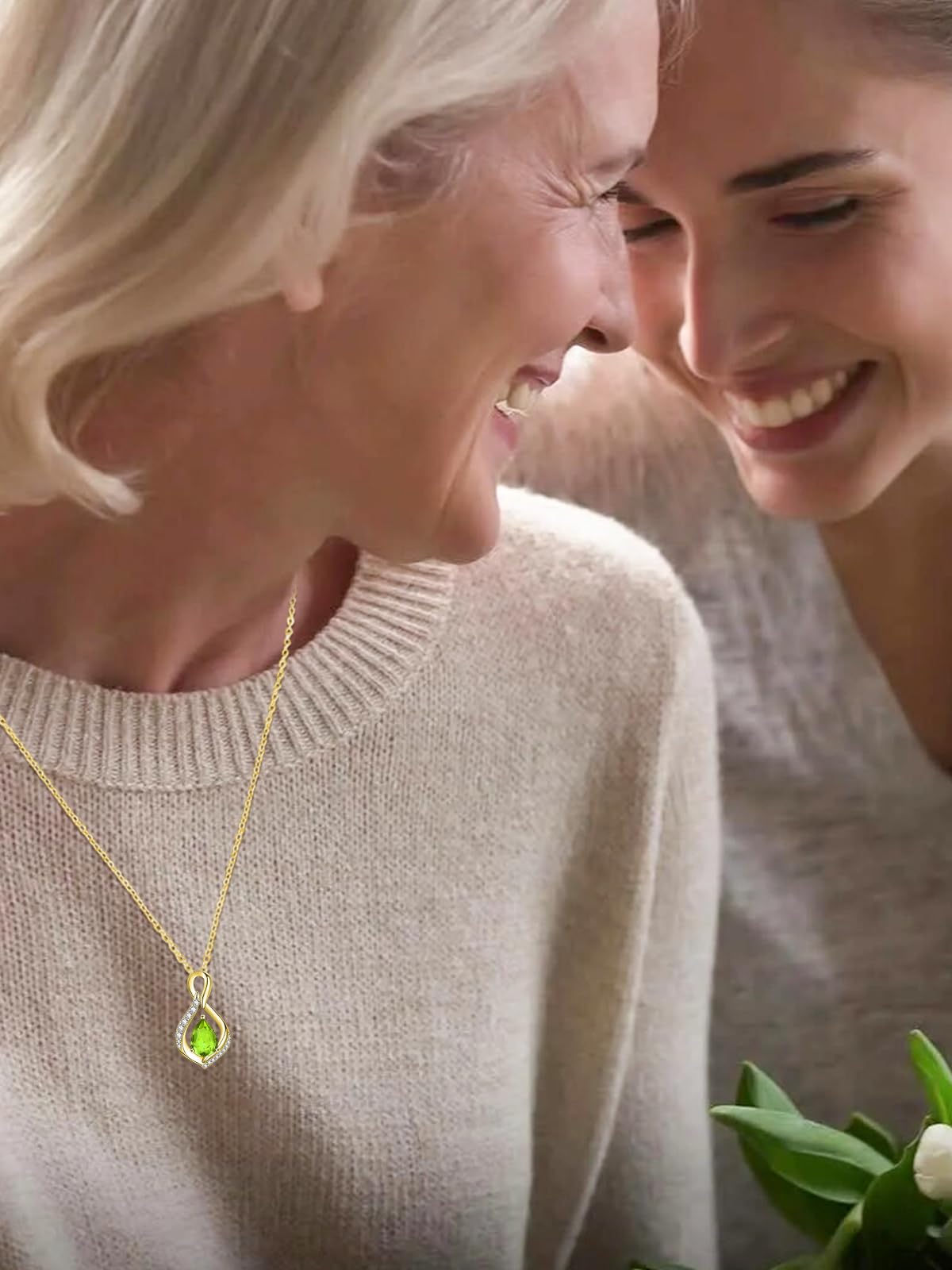JIYVY32 Peridot Infinity Necklace for Women August Birthstone Necklaces 14k Gold Plating Anniversary Birthday Gifts for Wife Her Mom Girlfriend Birthstone Jewelry Gifts for Women