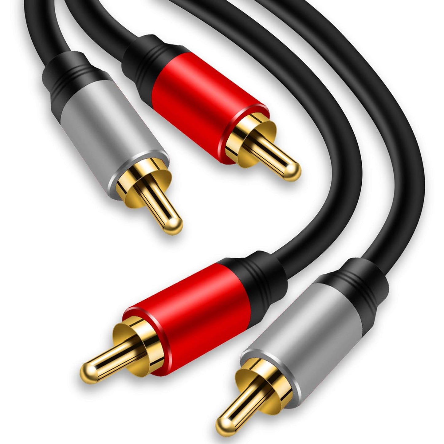 2RCA 2RCA 15Ft, 2 2 (15Ft/5M) Tan QY to Cable Gold-Plated RCA Male to RCA Male Stereo Audio Cable for Home Theater