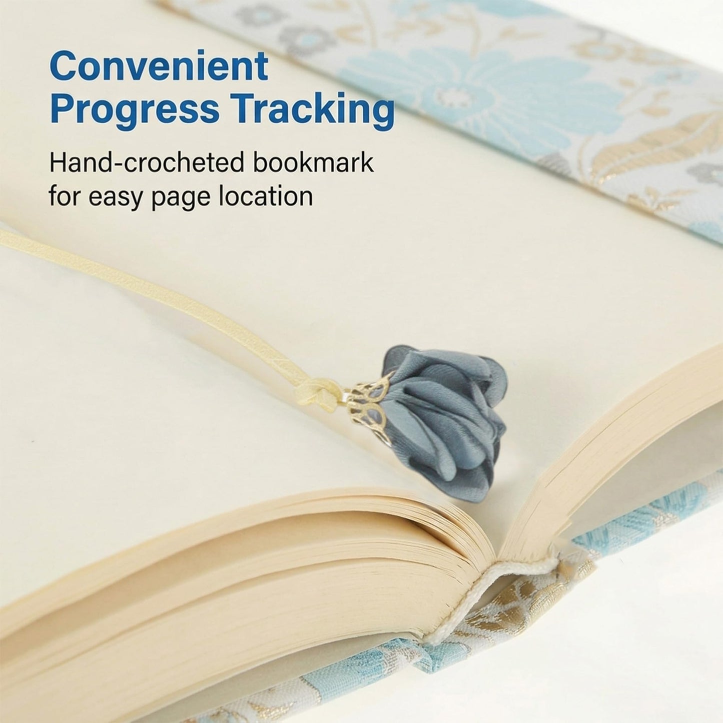 ChronaDayli Book Cover,Adjustable Fabric Fit A5 Books(5.8"x8.3"),with Built-in Bookmark, Delicate Pattern,for Daily Reading Travel Blue&Sunflower