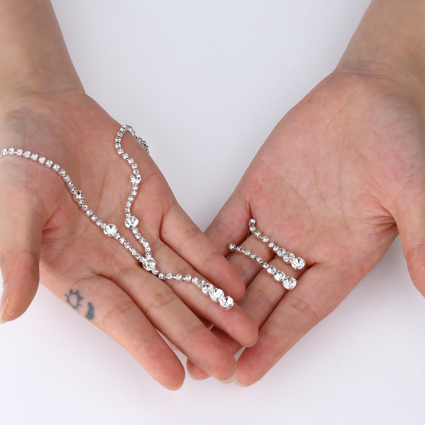 Jstyle 3 Pcs Silver Jewelry Set for Women Wedding Bridal Necklace Earrings Bracelet with Crystal CZ Hypoallergenic Prom Jewelry Set for Bride Bridesmaid Party Birthday Accessories Style 4