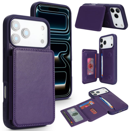 Cavor Compatible with iPhone 17 Pro Wallet Case with Card Holder, Credit Slots Kickstand Stand Phone Case for Women Men, PU Leather Protective Case-Purple