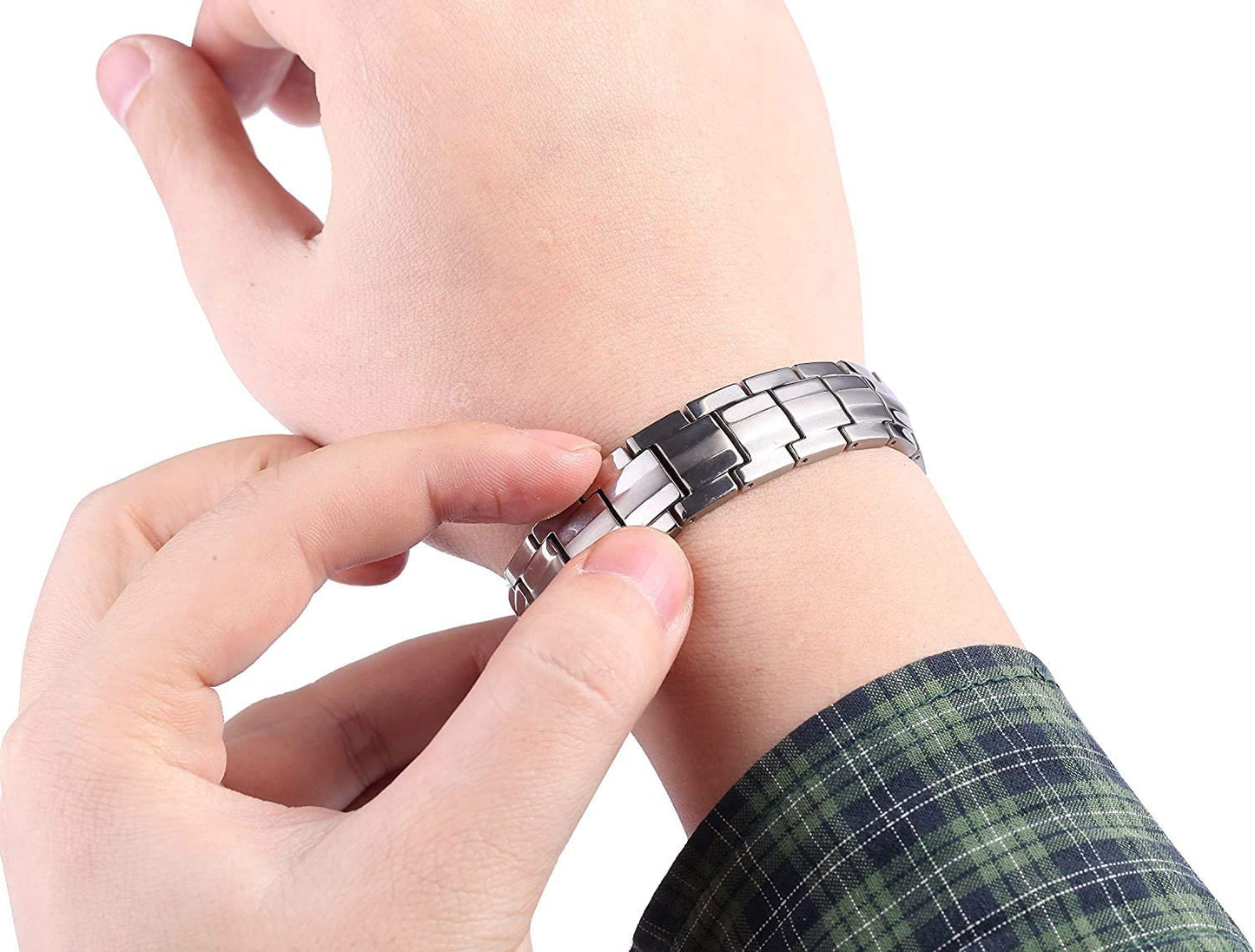 JEROOT Magnetic Bracelets for Men, Pure Titanium Bracelet (3500Gauss Per Magnet), Men's Bracelet Lymphatic Jewelry Gifts (Colorful-1)