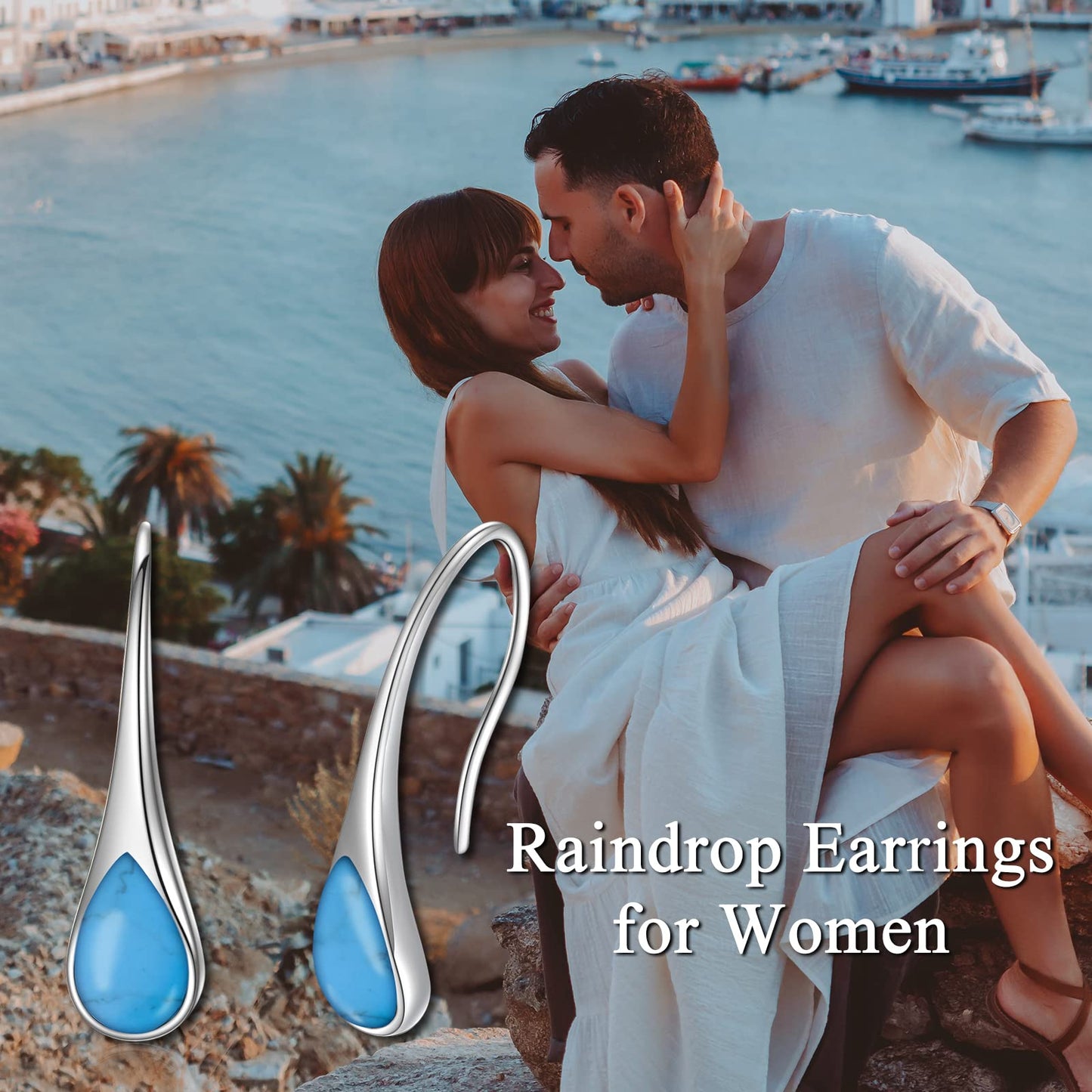 Turquoise Earrings Sterling Silver Teardrop Dangle Drop Earrings for Women Turquoise Birthday Christmas Jewelry Gift for Women