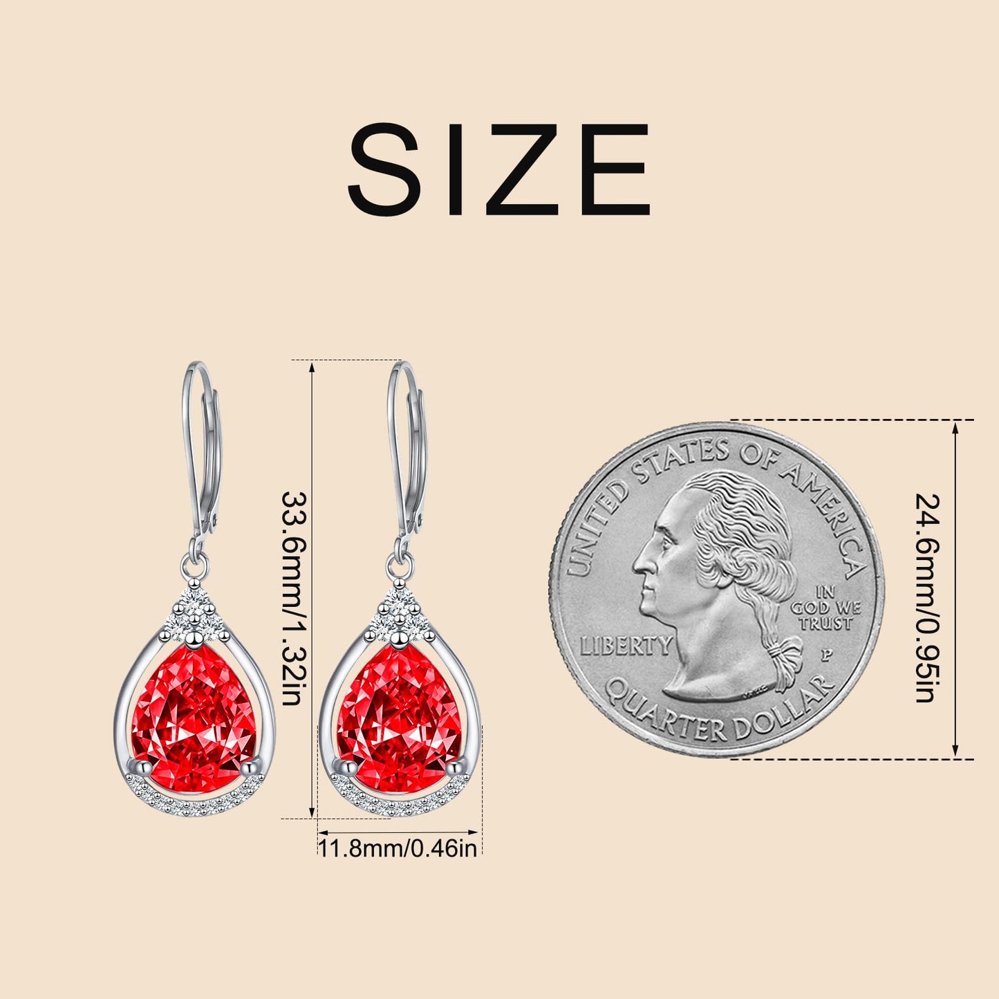Garnet Earrings Sterling Silver Red Birthstone Earrings AAAAA Cubic Zirconia Teardrop Dangles Jewelry Christmas Gifts for Women