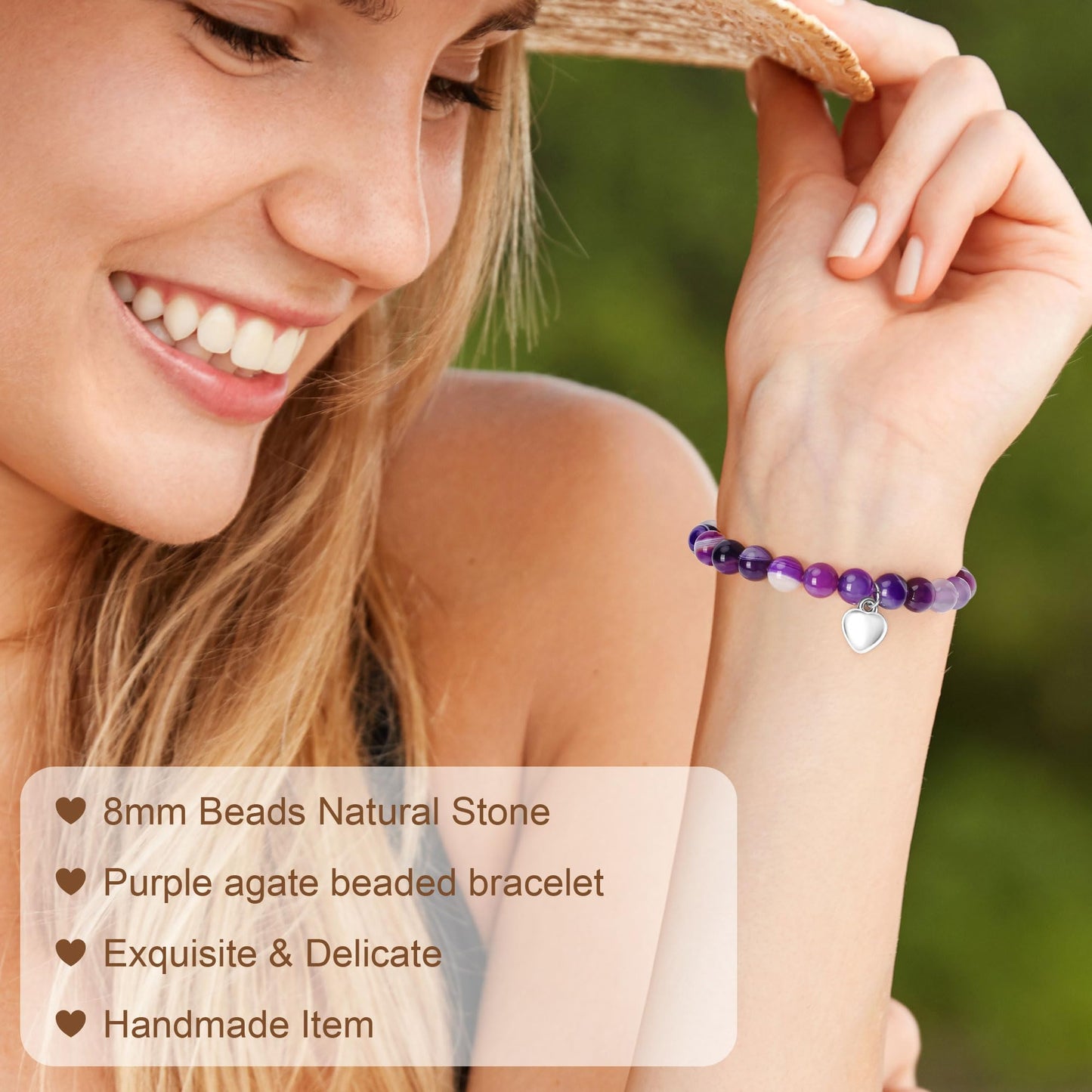 WZHENAINI Best Post After Surgery Gifts Get Well Soon Healing Bracelet for Women Thinking of You Presents Feel Better Self Care Purple Inspirational Encouragement Gift for Women