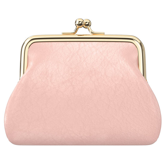 Coin Purse, Small PU Leather Change Purse, Coin Wallet with Clasp, Car Change Holder Pouch for Woman Men Kids Girls, Pink