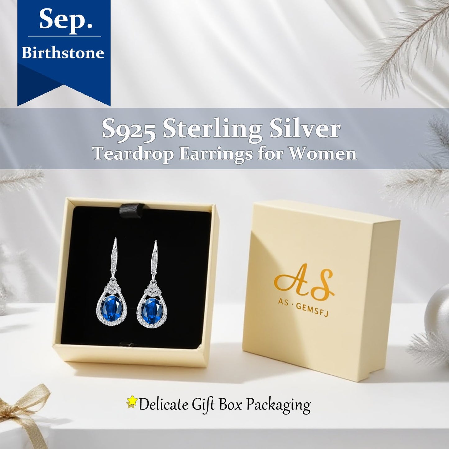 Blue Sapphire Dangle Earrings for Women September Birthstone Sterling Silver Teardrop Leverback Drop Earring Wedding Jewelry for the Bride Oval Cut CZ Earrings Anniversary Birthday Gifts for Wife Mom