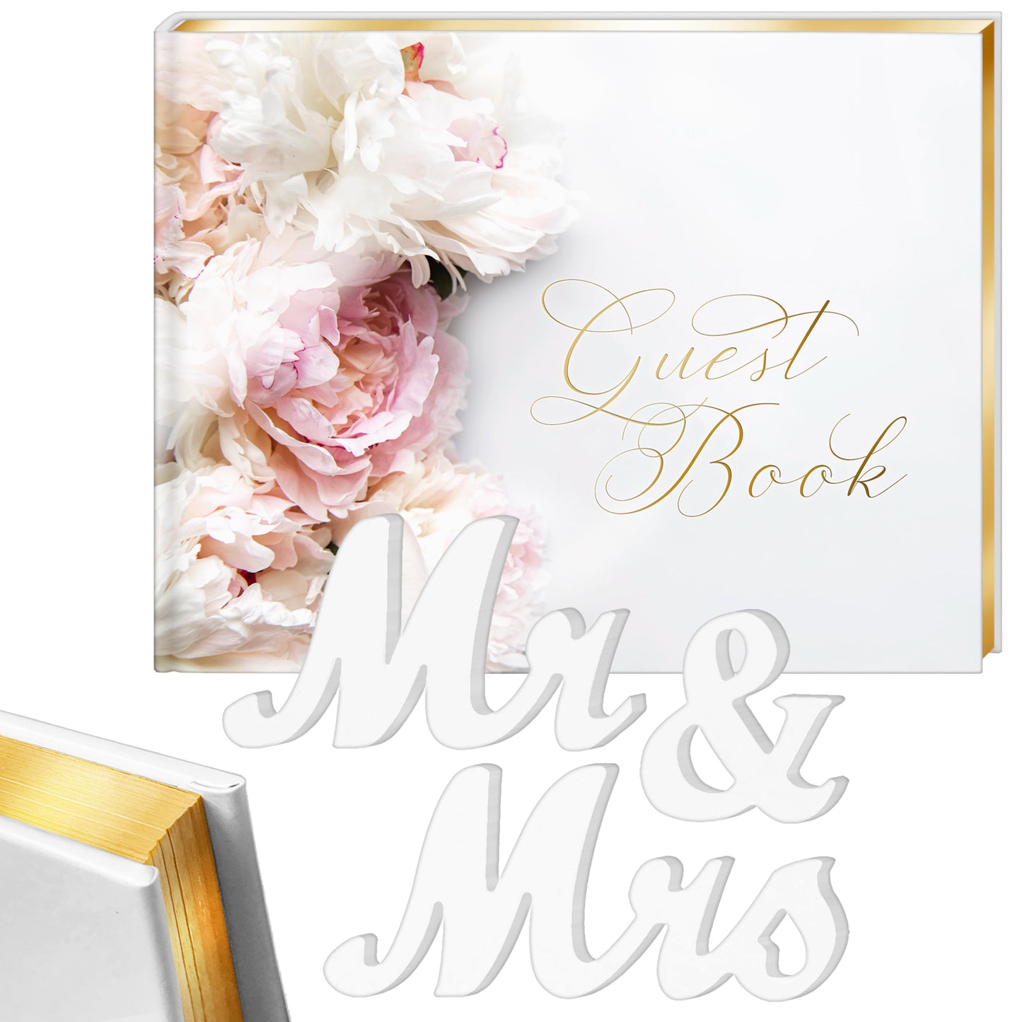 CompanyLyon Wedding Guestbook 128 Pages, Guestbook Hardcover, with Additional Letters Mr & Mrs. Guestbooks, Guestbook for Wedding, Guestbook for Wedding, Receptionbooks, Guestbook Wedding Reception.
