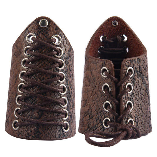 GelConnie Leather Gauntlet Wristband Medieval Bracers Snakeskin Viking Wrist Guards Archery Guards Bracers Wide Arm Armor Cuff for Women Men Halloween Renaissance Costume Props
