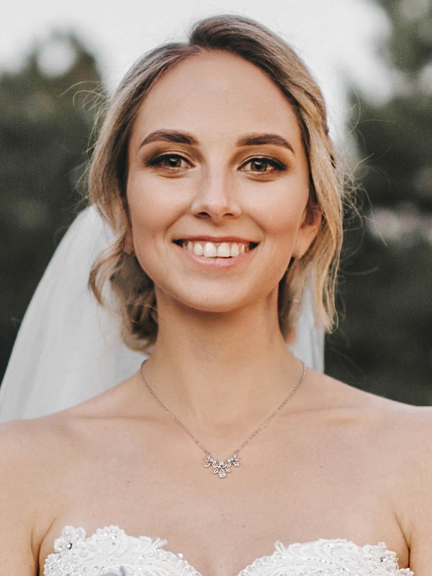 SWEETV Cubic Zirconia Wedding Bridal Backdrop Necklace for Brides, Crystal Dainty Back Necklace, Body Chain Jewelry for Women Prom, Silver