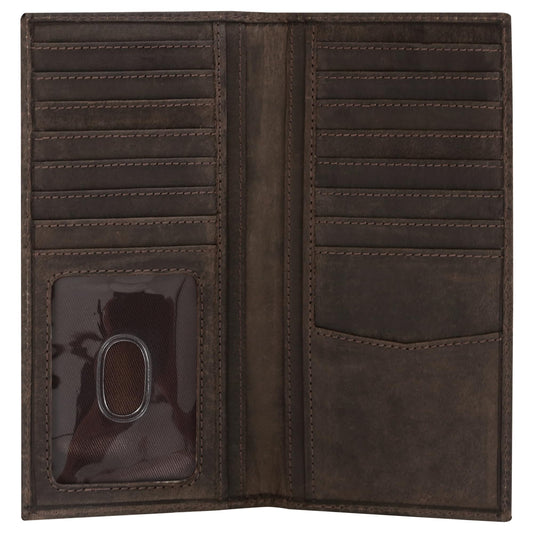 ELIZO Men's Genuine Leather Long Wallet - RFID Blocking Rodeo Checkbook Wallet | Slim Western Bifold Wallet with 16 Card Slots, ID Window | Top Grain Leather Cowboy Wallet