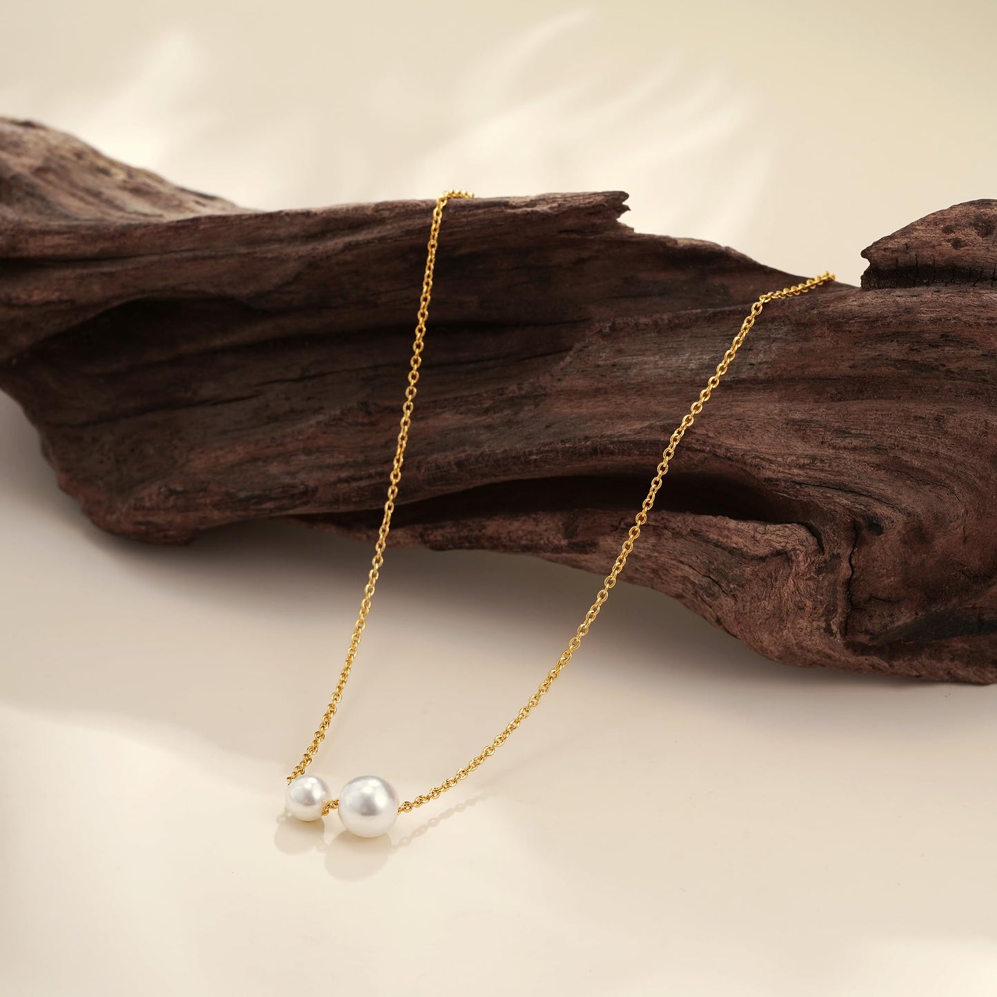 Treasure Bender Pearl Necklaces for Women Trendy, 14k Gold Plated Dainty Necklace Simple Pearl Drop Single Charm Pendant Necklace Birthday Wedding Gifts Gold Jewelry for Women